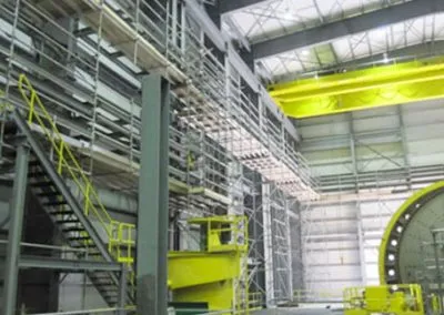 scaffolding in a huge mine