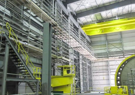 scaffolding in a huge mine